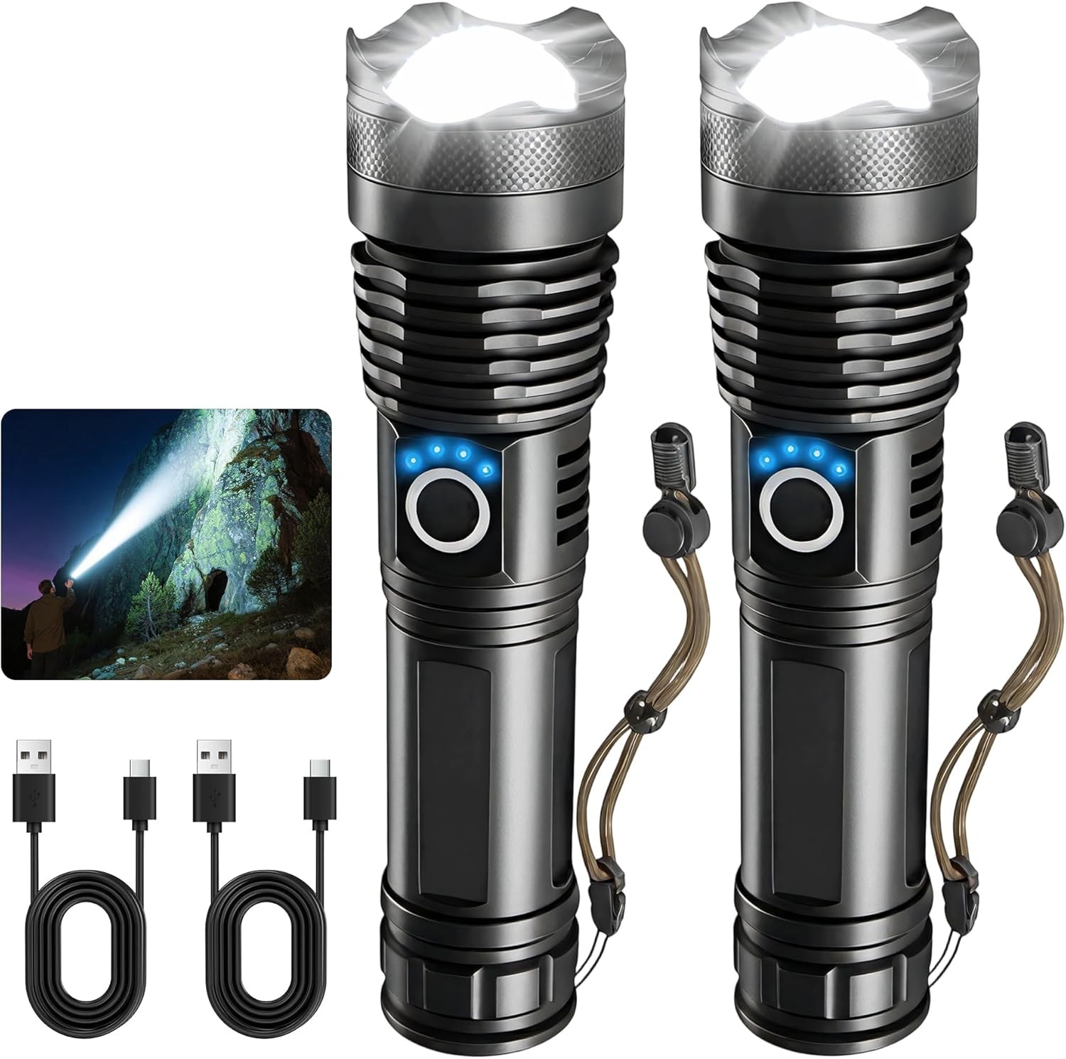 Super-Bright 90000LM LED Tactical Flashlight With Rechargeable Battery