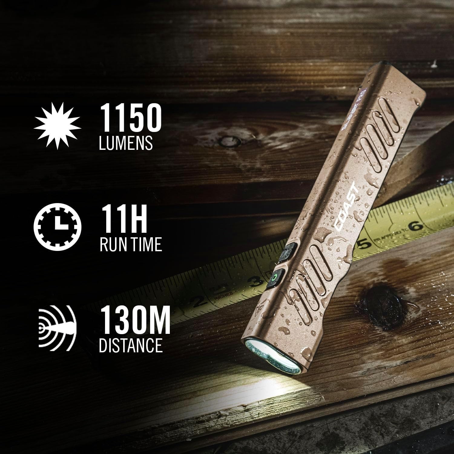 Slayer 1150 Lumen Flashlight with Memory Mode, Pocket Clip & Aluminum Body