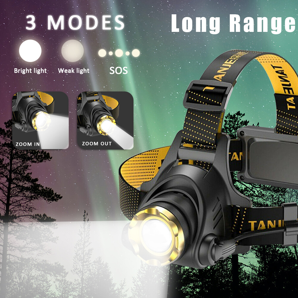 LED 990000LM Headlamp Rechargeable Headlight Head Torch Lamp Flashlight Camping