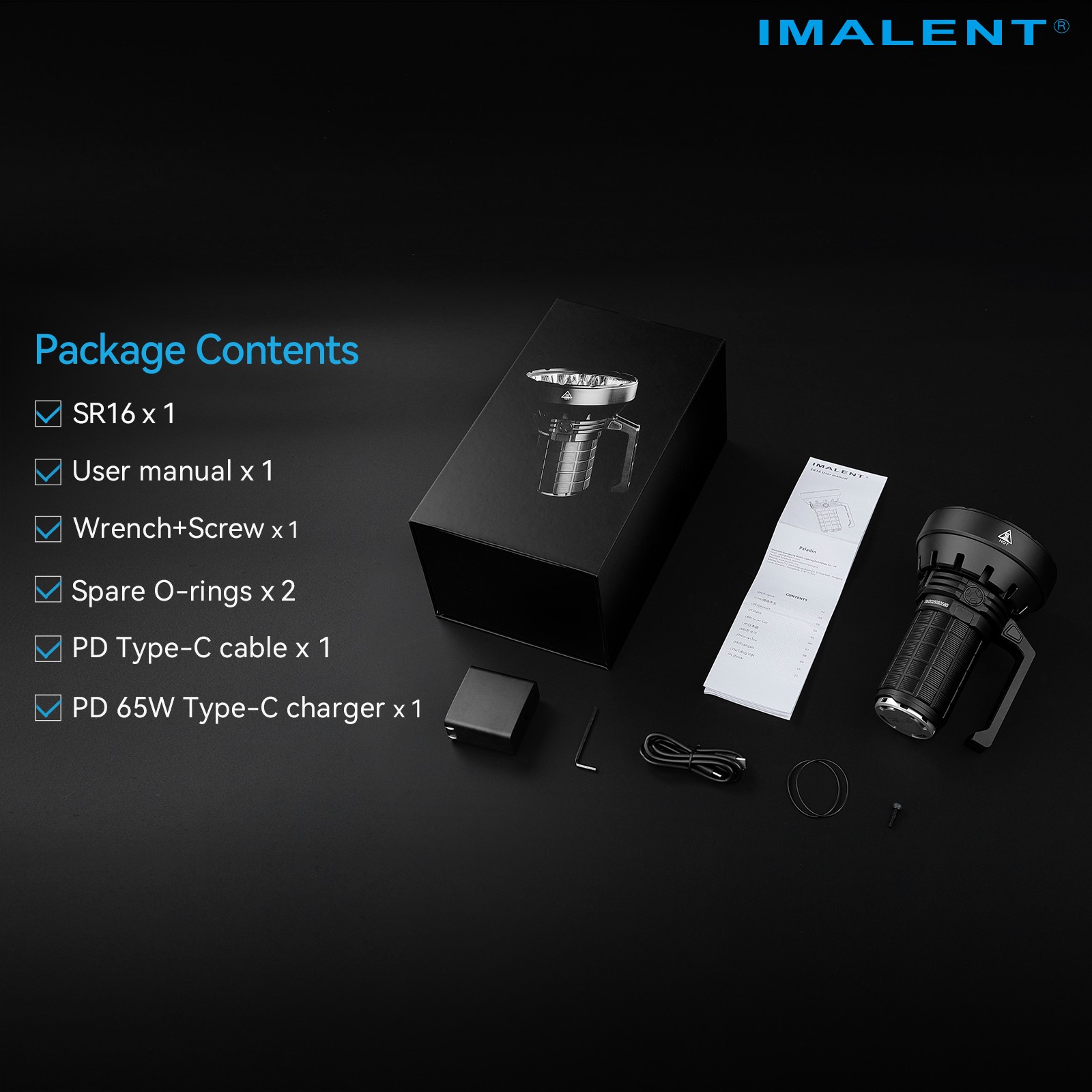 IMALENT SR16 Rechargeable Tactical Flashlight 55000LM High Lumens Cooling Fan