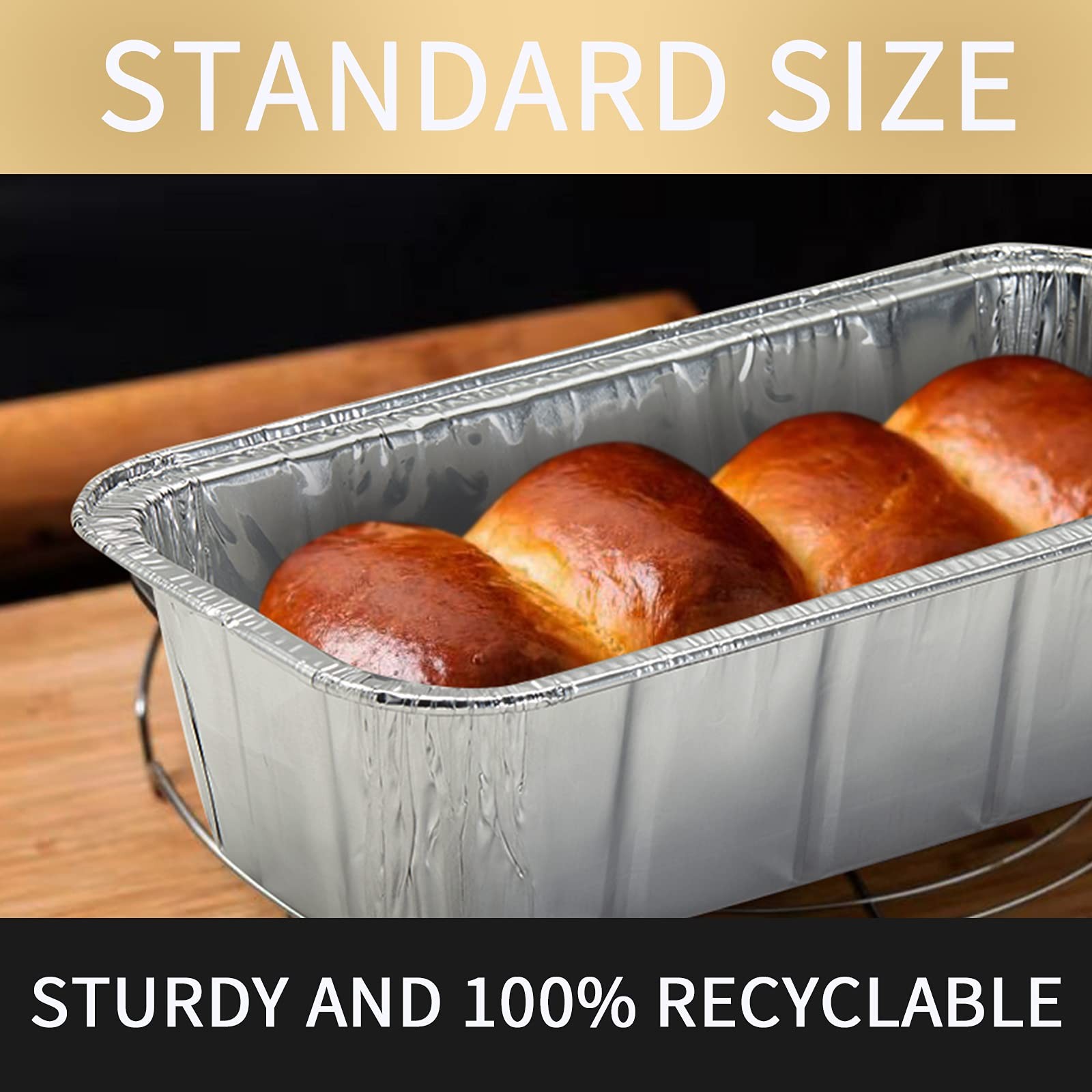 Silver Knight 2 LB Aluminum Foil Pans For Bread 8.5″ X 4.5″ X 2.5″,