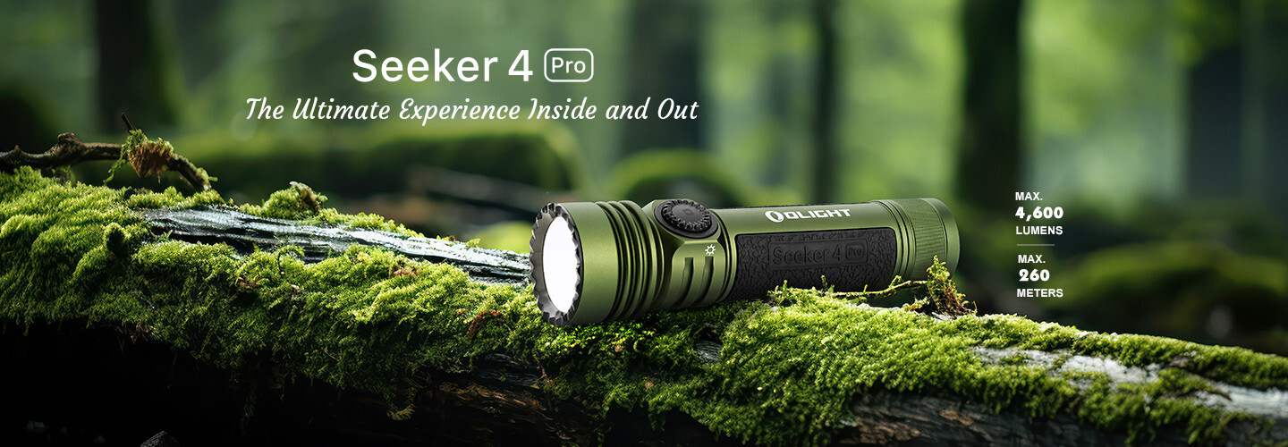 Olight Seeker 4 Pro OD Green Flashlight, Versatile Holster, 4600 Lum, Cool White