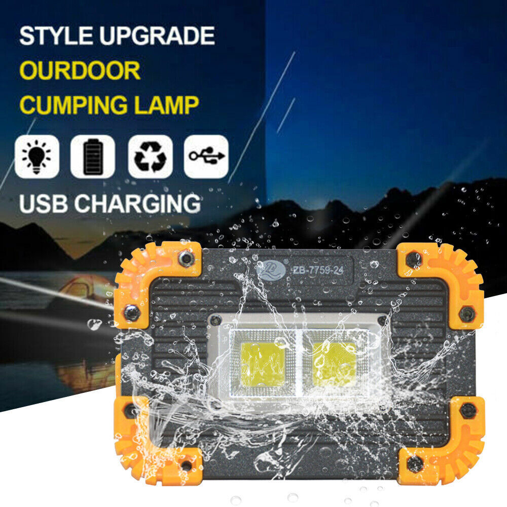 2PCS USB Rechargeable COB LED Work Light Lamp Floodlight Camping Emergency Torch