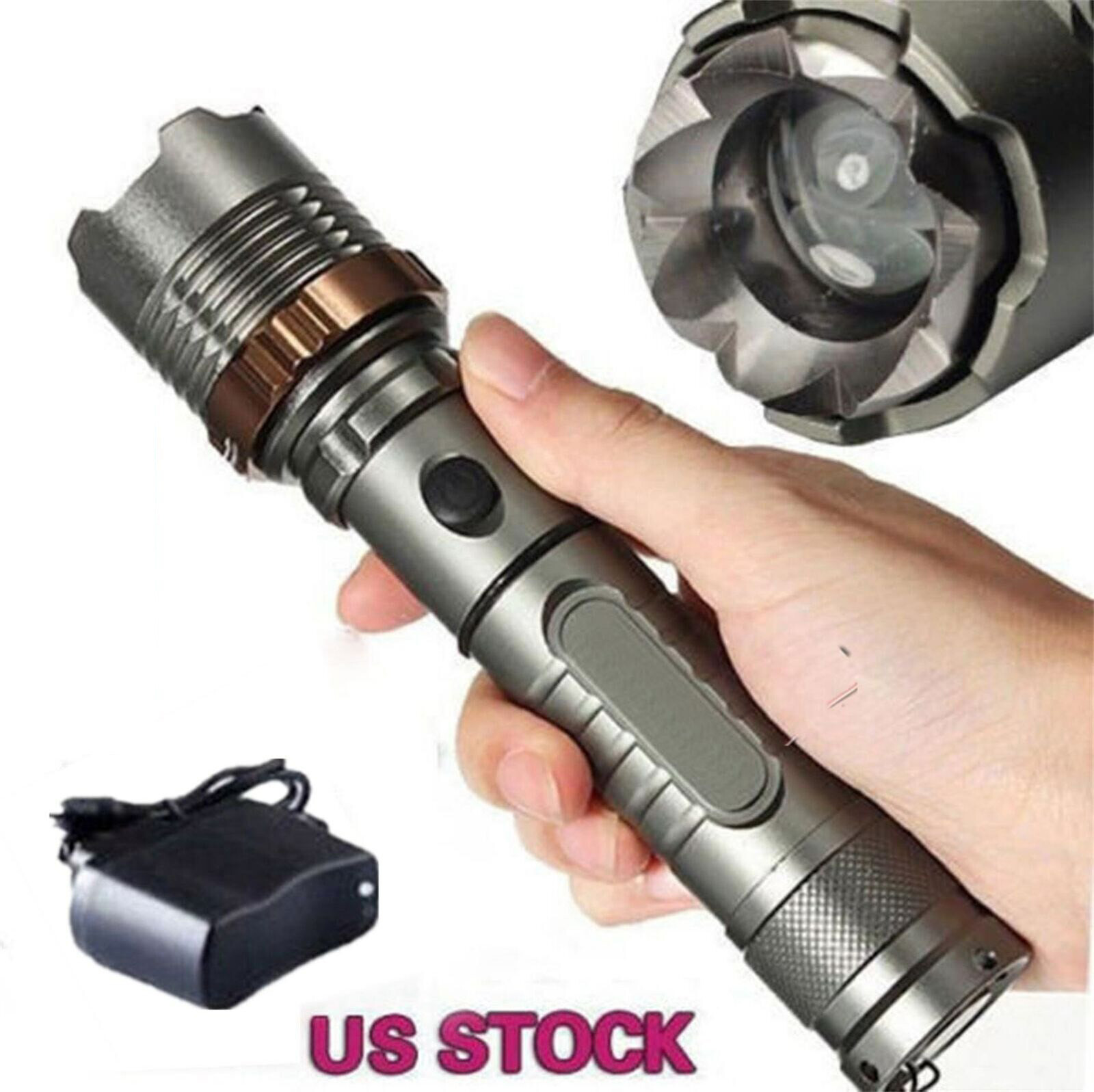 Rechargeable LED Flashlight Tactical Police Super Bright Torch Zoomable