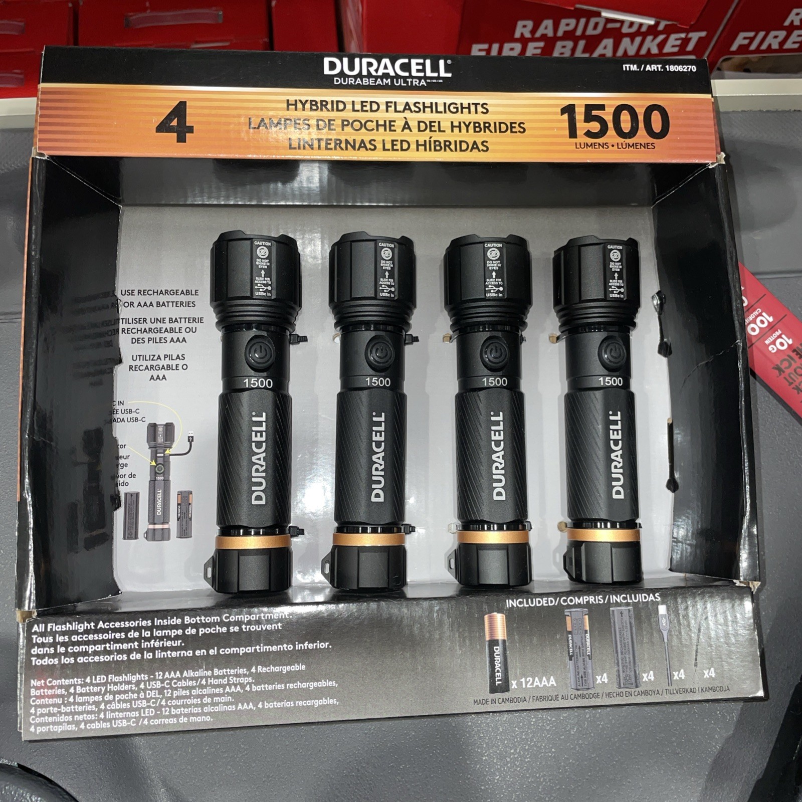 Duracell Rechargeable Durabeam Ultra 1500 lumens Hybrid LED Flashlight 4-Pack