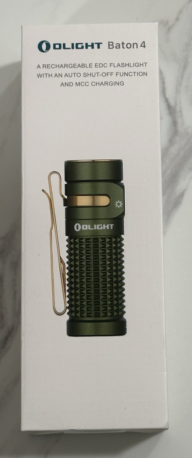 OLight Baton 4 Rechargeable EDC Flashlight LED Pocket Light 1300 Lumen OD Green