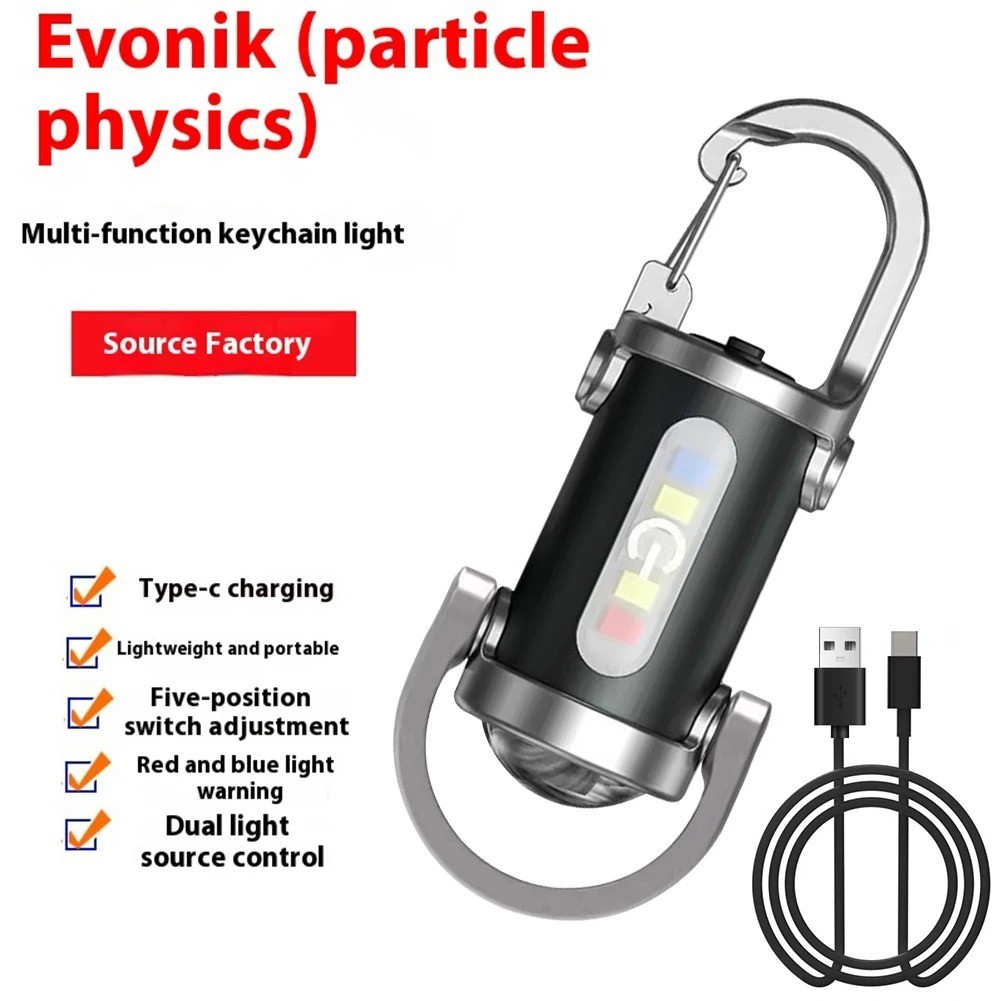 1200LM Mini Keychain Flashlight Outdoor Emergency Warning Light 3-Mode Ligting