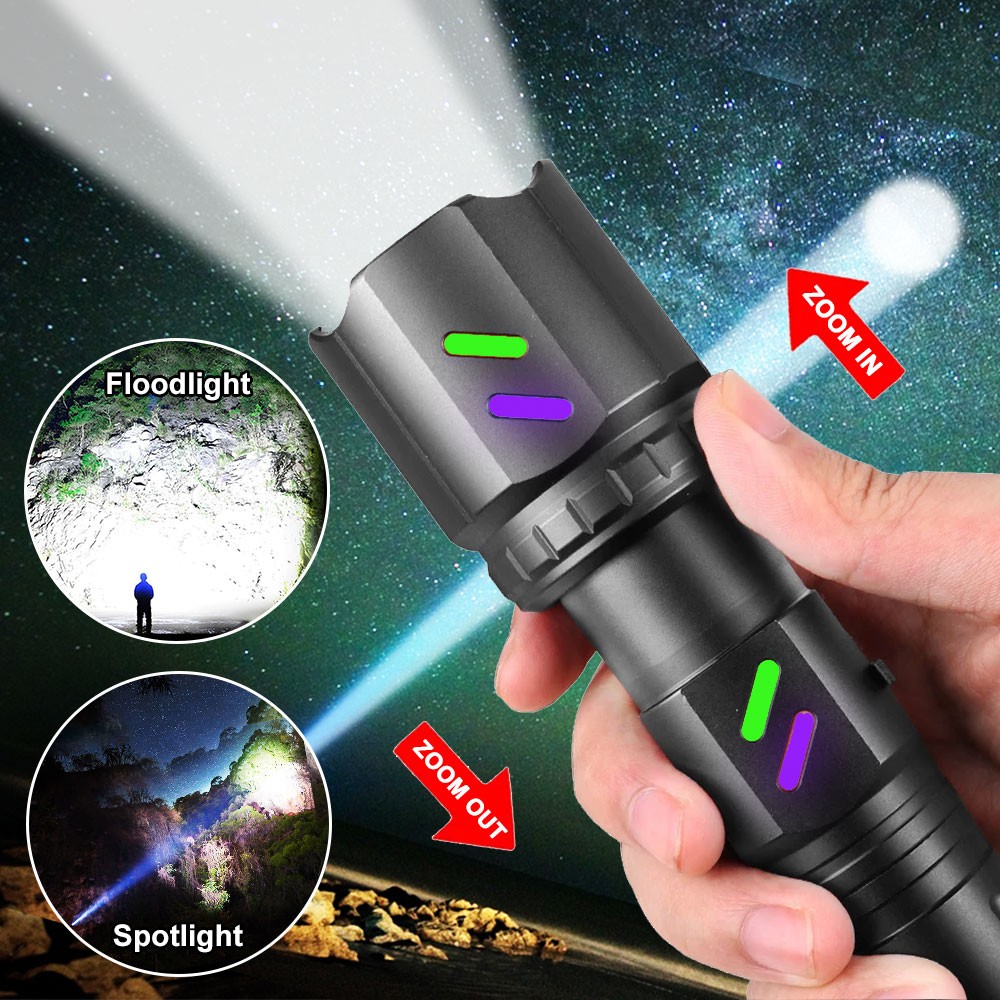 Powerful White Laser LEP Flashlight Torch Zoom USB Rechargeable Burning Light US