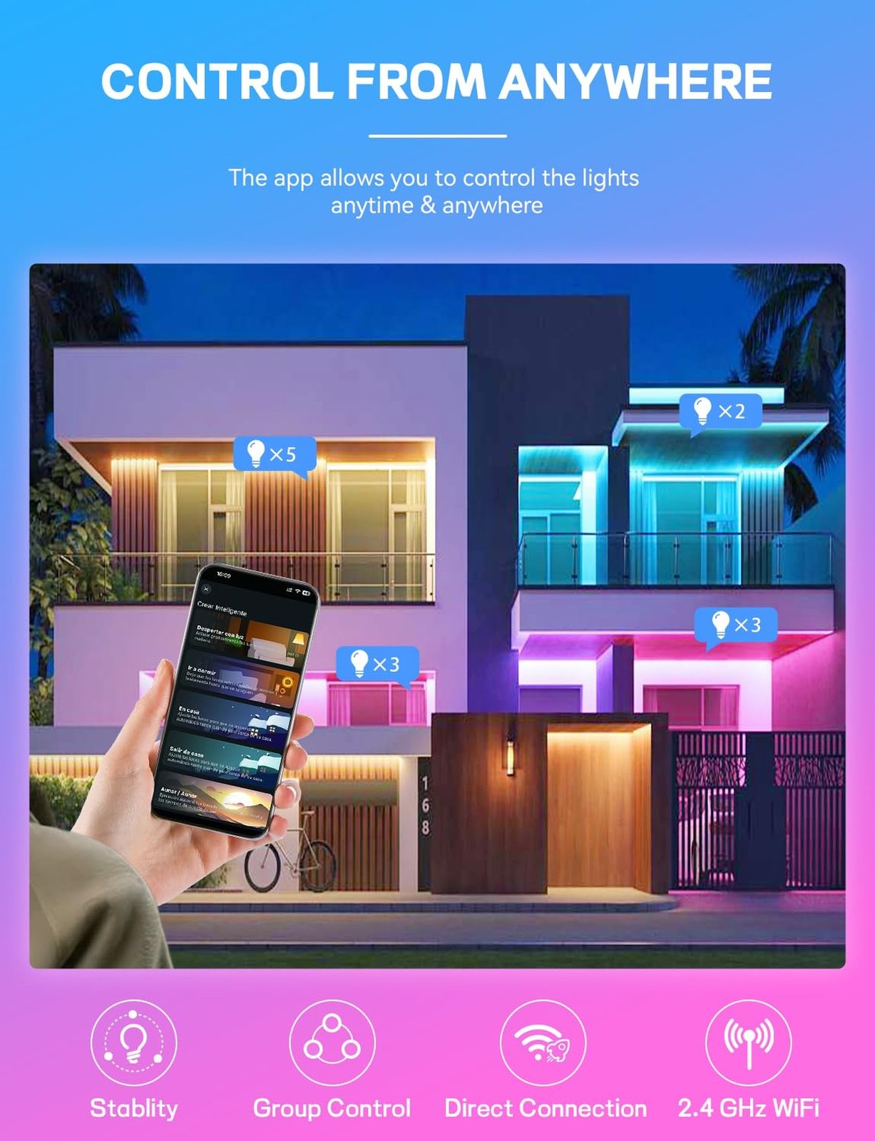 Smart Light Bulbs, WiFi & Bluetooth 5.0, Work with Alexa Google Assistant, Ap…