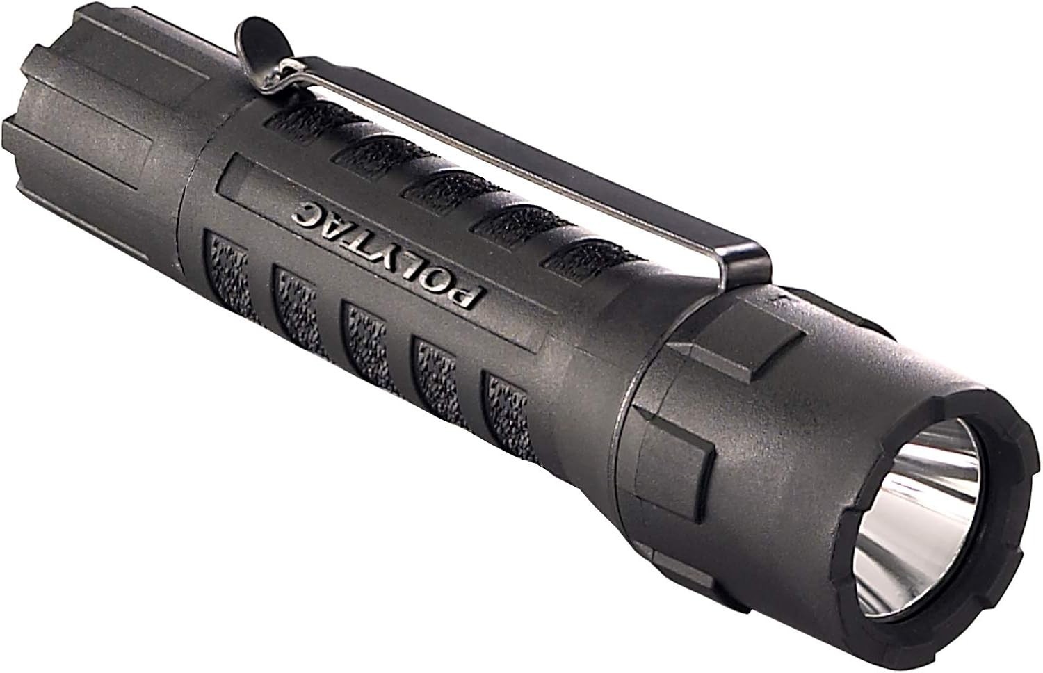 PolyTac LED Tactical Flashlight Black 600 Lumens Waterproof Batteries