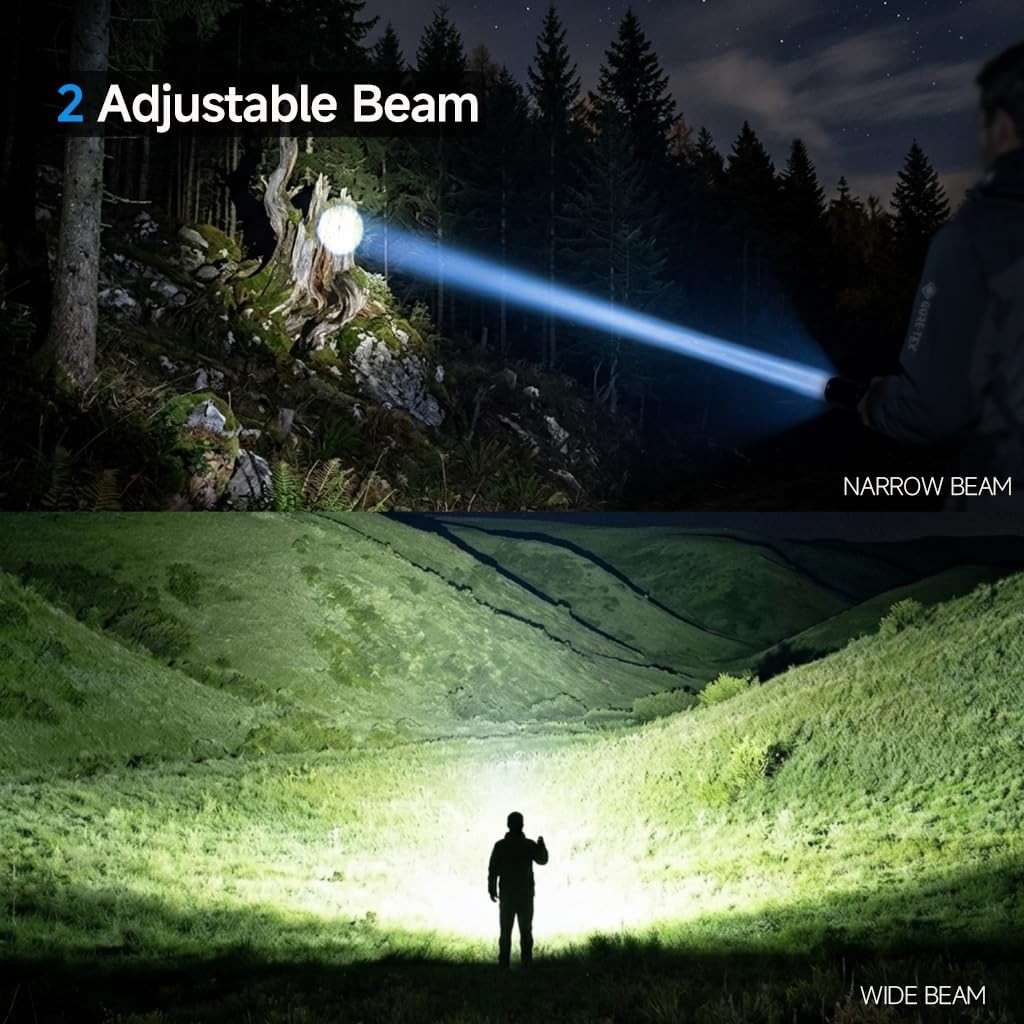 Rechargeable Flashlight 99,000 High Lumens Flashlights, 2 Pack Super Bright L…