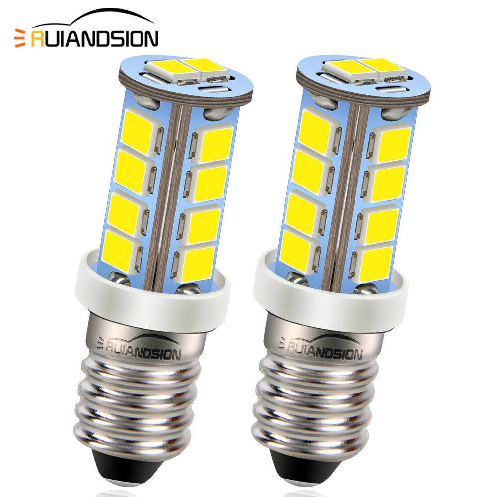 2PCS 1447 E10 LED Bright Bulb Screw Fit Replace Car Interior Lamp White 6V 12V