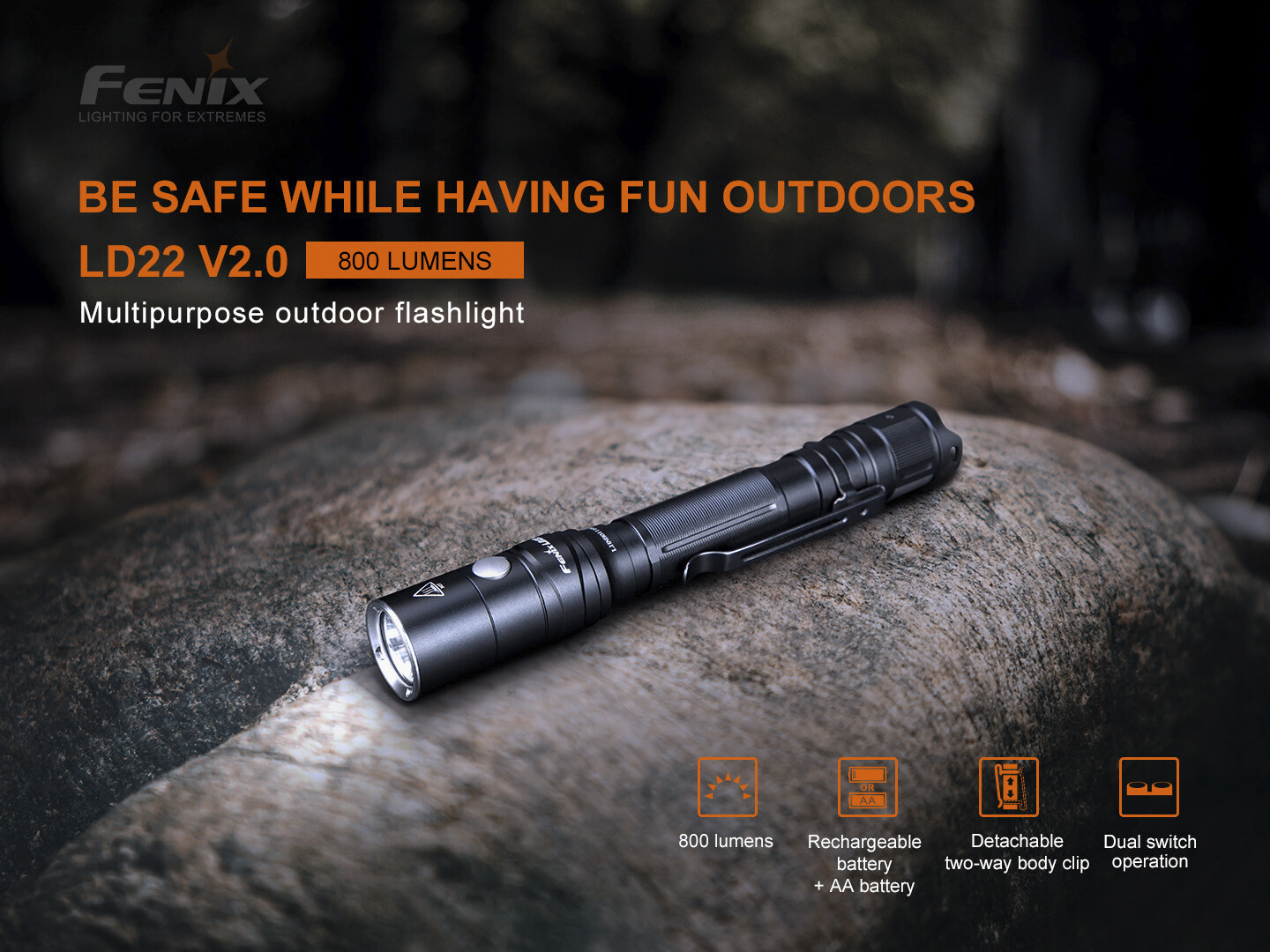 Fenix LD22 v2.0 800 Lumen Rechargeable EDC Flashlight