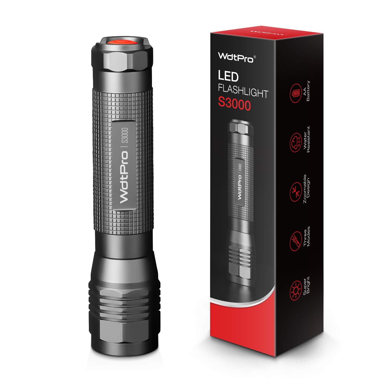 High-Powered LED Flashlight S3000, Super Bright Flashlights – High Lumen, IP6…