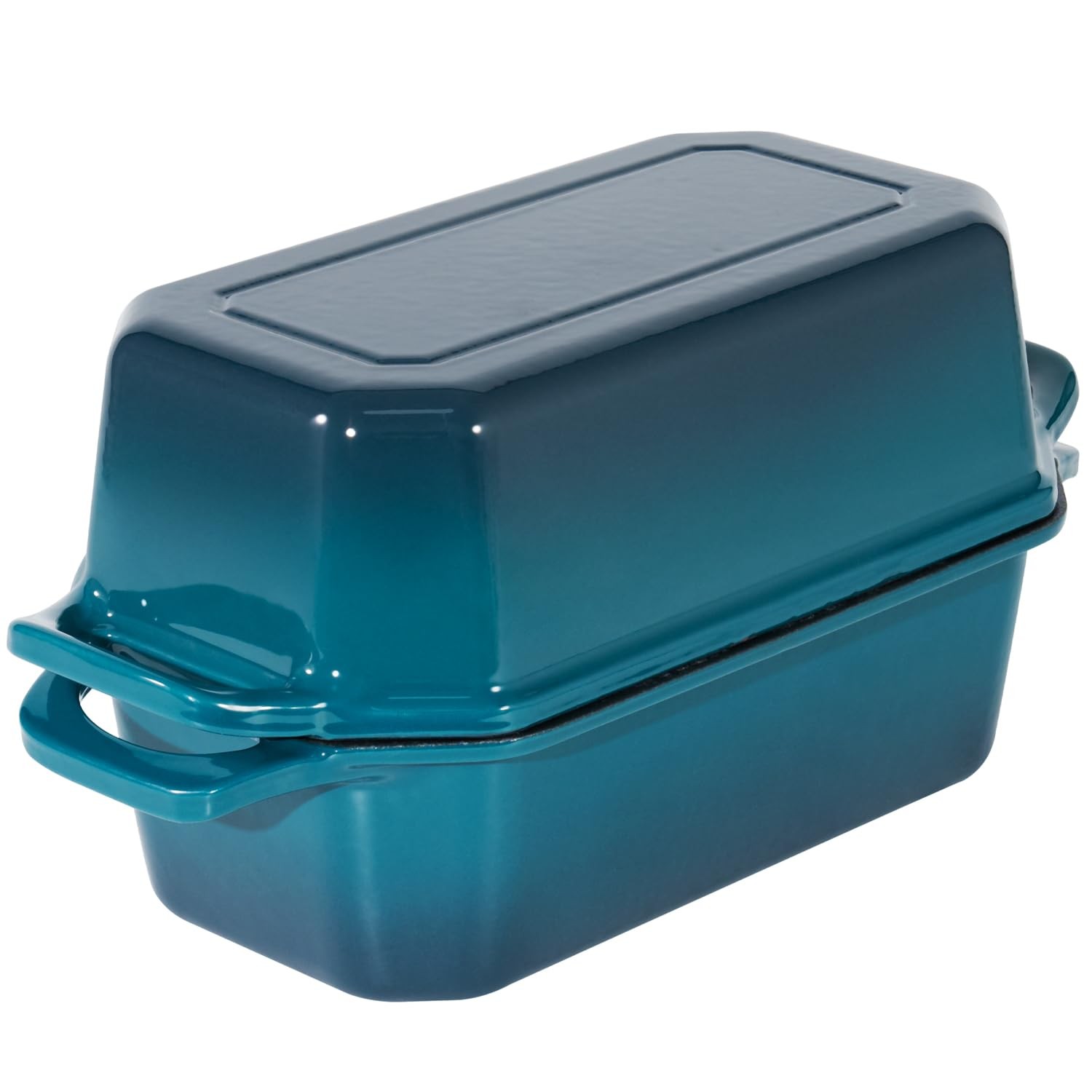 Flavehc Bread Pan Cast Iron Loaf with Lid 8.5×4.5 Inch, DarkCyan
