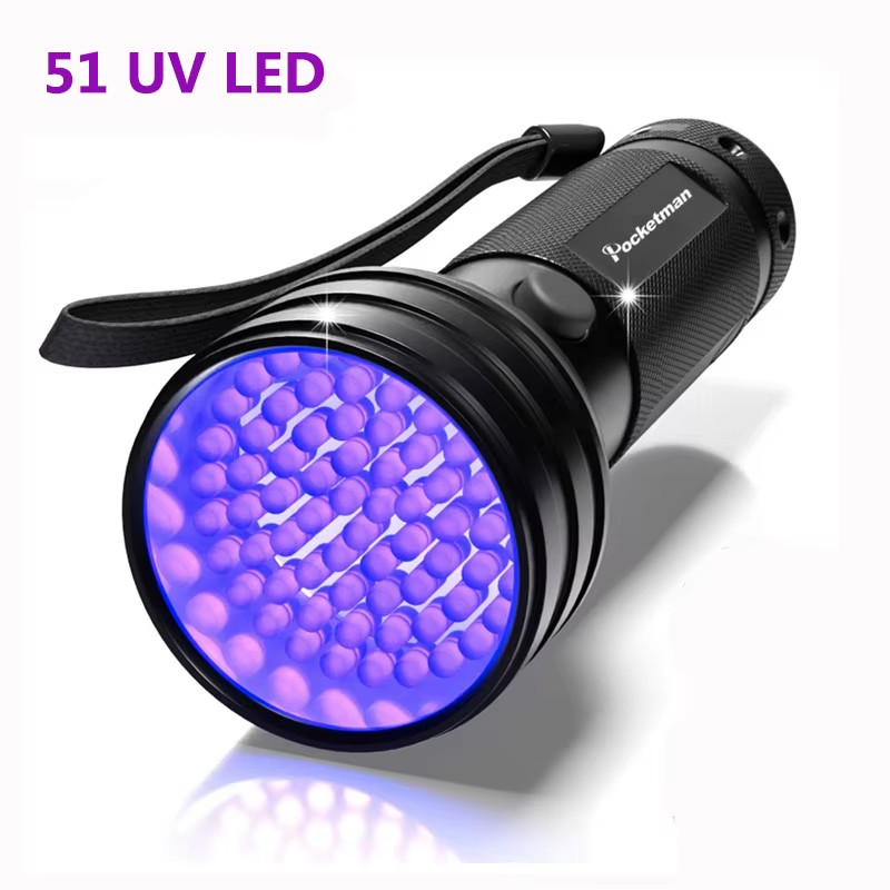High Quality 51LED UV Flashlight 395–400nm Black Light Safety Detection