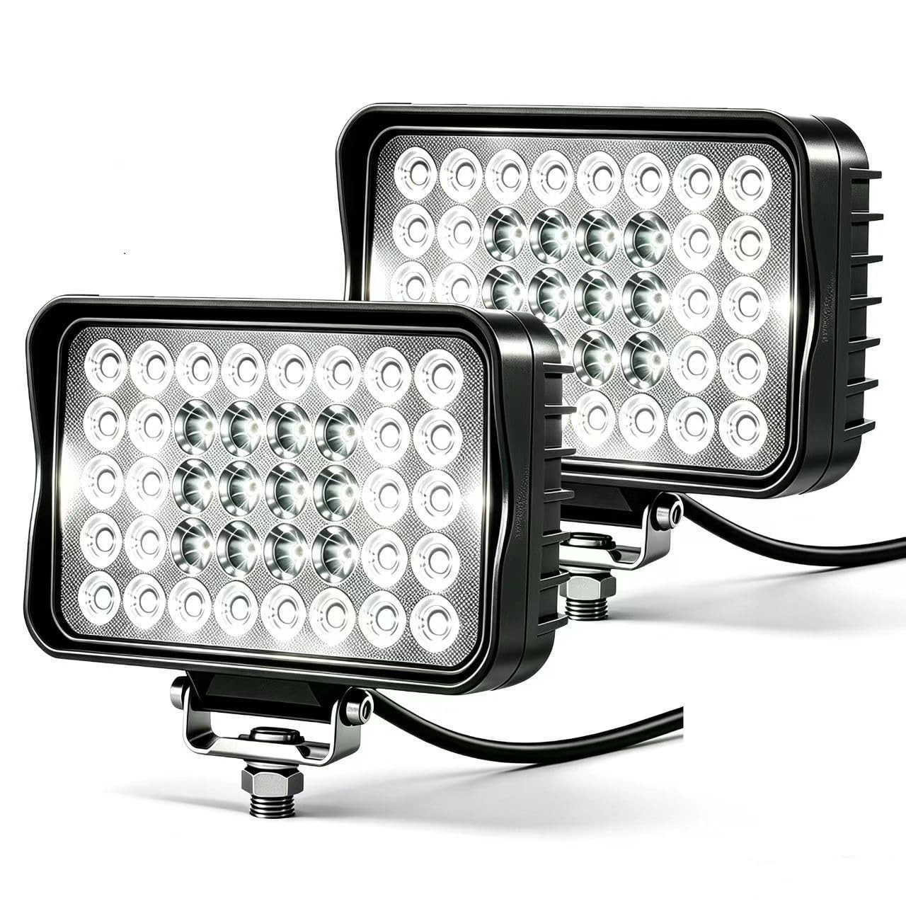 4×6 Inch LED Work Pod Light, 2 Pack 80W 10000LM Spot Flood Combo 12V 24V Wate…