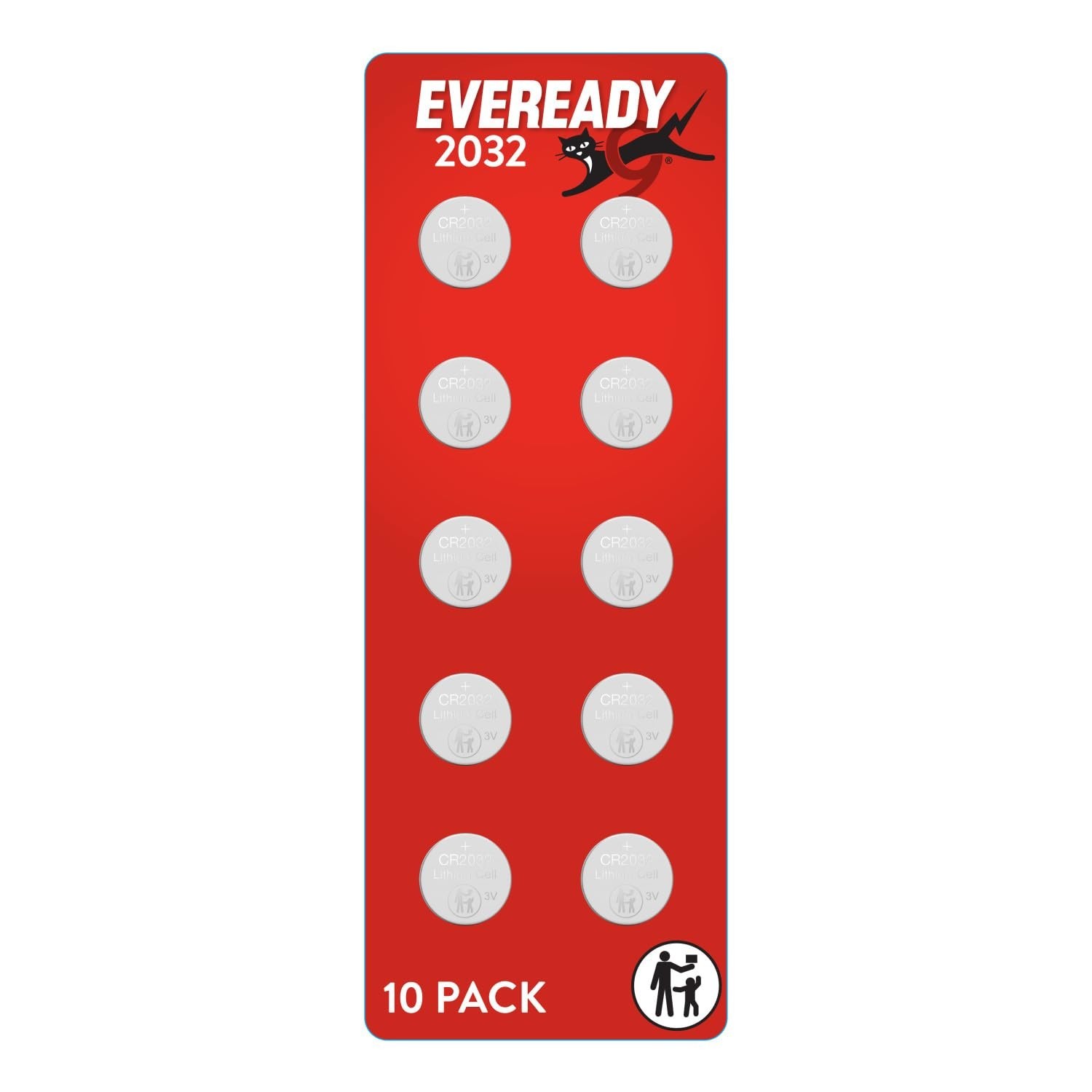 Eveready 2032 Batteries (10 Pack), 3V Lithium Coin Batteries for Watches, Air…