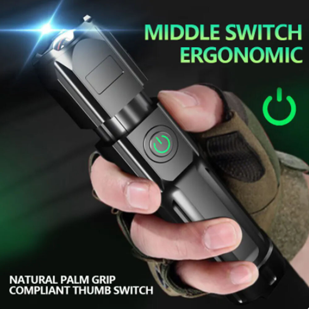 1000000 Lumens Super-Bright LED Tactical Flashlight Rechargeable COB Work Light