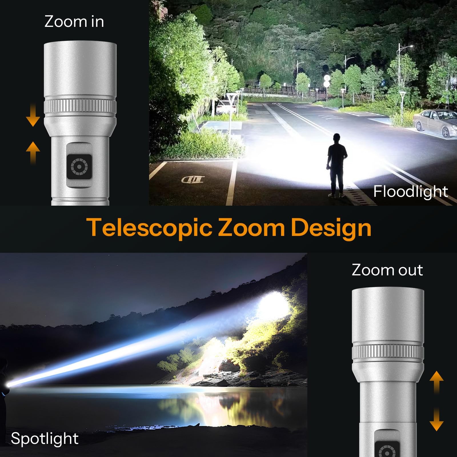 3pack Rechargeable LED Flashlight, 90000 High Lumen Super Bright Flashlight, …