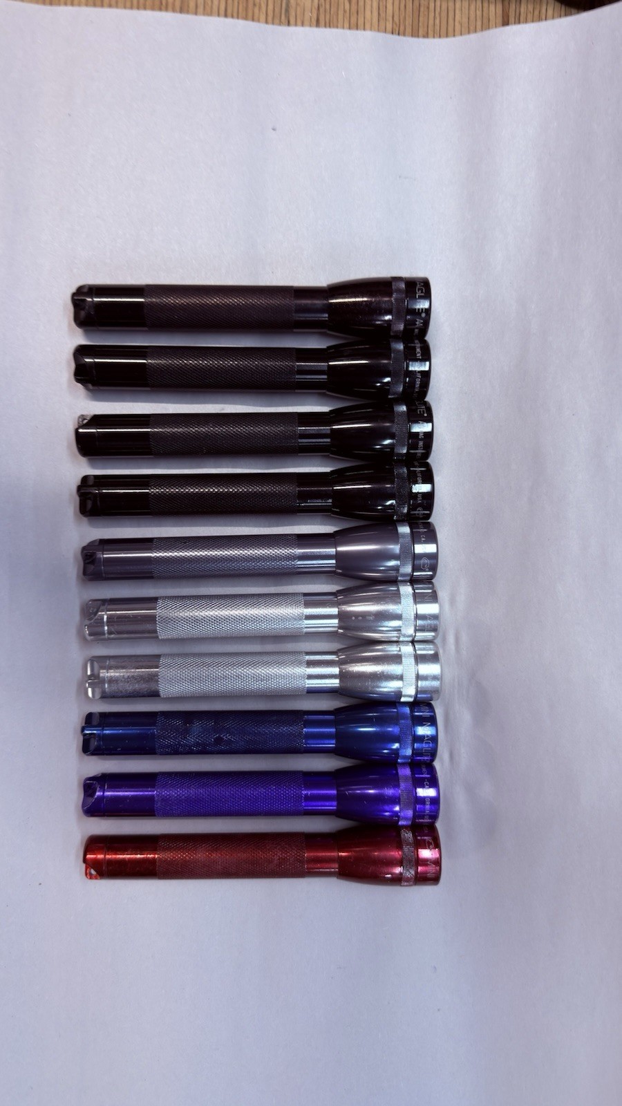 Lot Of 10 Mag-Lite Mini Flashlight 2AA Battery Powered. Rare Purple. All Work.