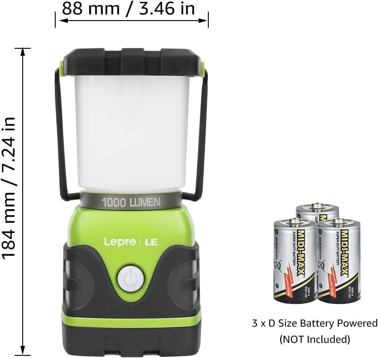 Linterna LED para acampar recargable, linterna más brillante con 500LM. VIP
