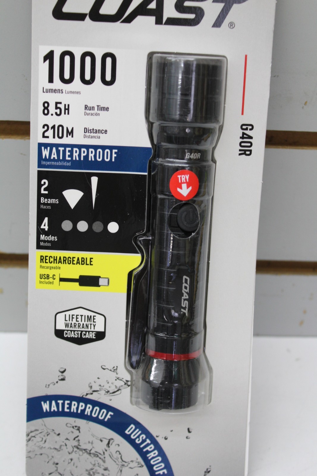 Coast G40R 1000 Lumens 8.5H 210M Waterproof Rechargeable Waterproof Flashlight