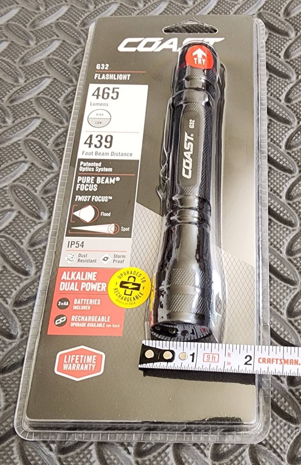 Coast G32 Flashlight with Pocket Clip – Batteries Included – Focusing Beam