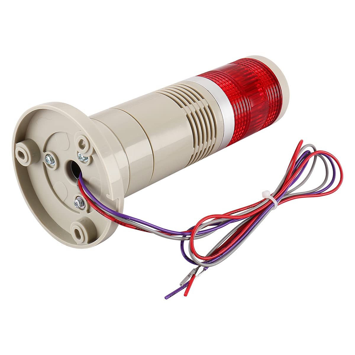 BAOMAIN 110V AC Industrial Signal Tower Light with Buzzer, Red LED Continuous…