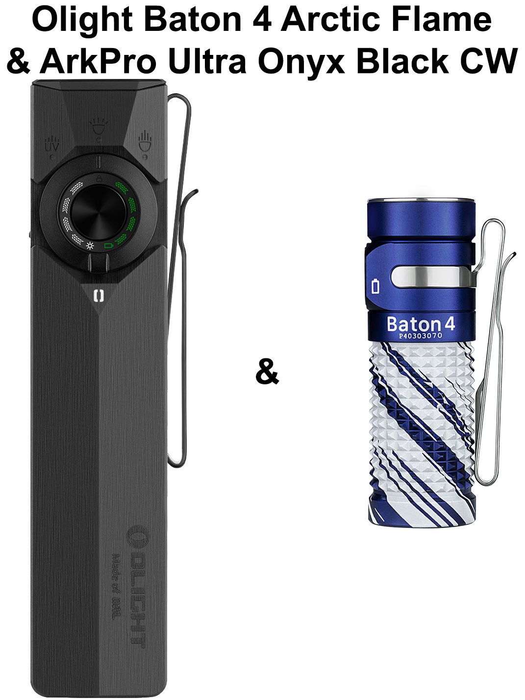 Olight ArkPro Ultra Class 3R Onyx Black CW 1700 Lum & Baton 4 Arctic Flame 1300L