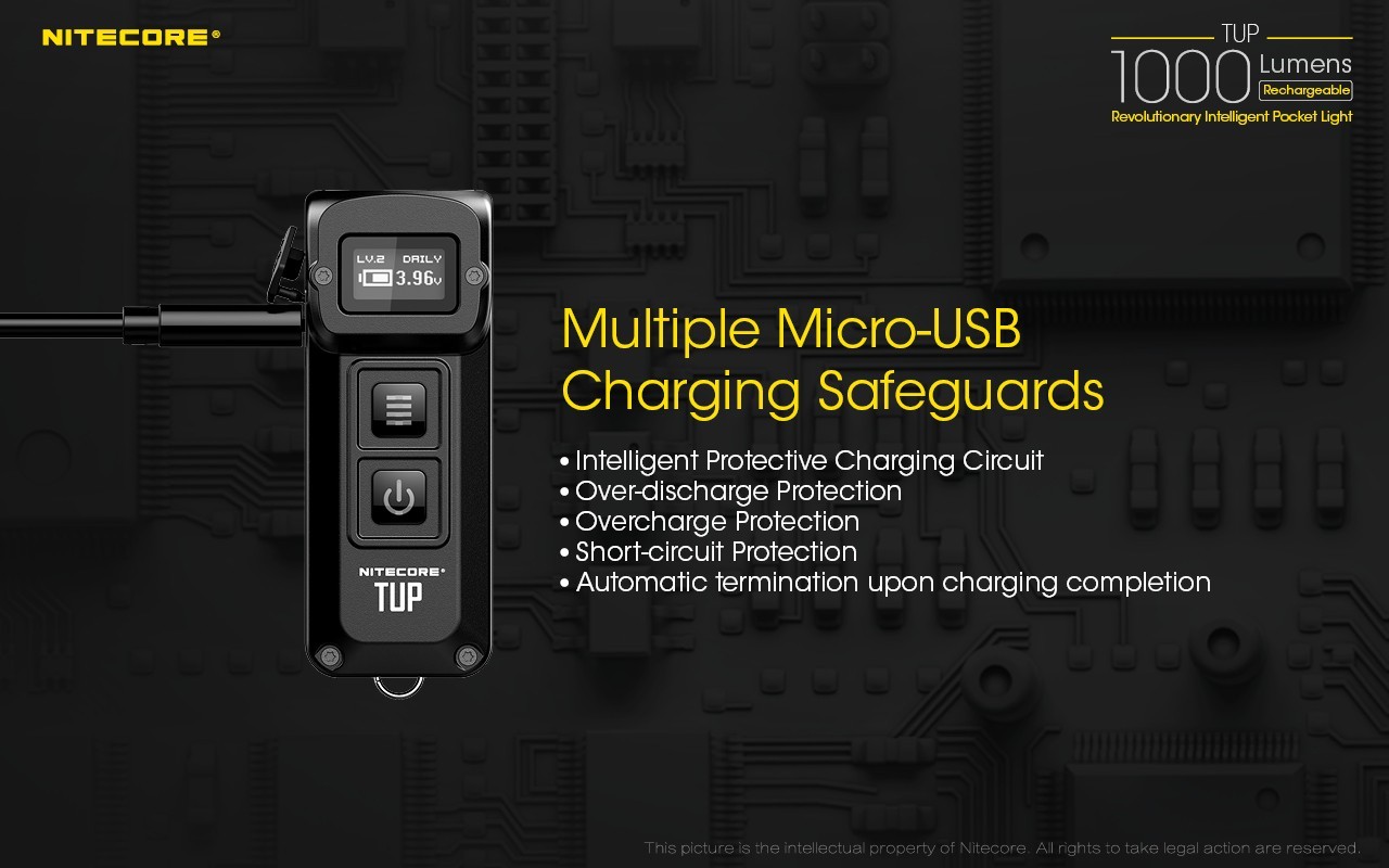 Nitecore TUP Intelligent Pocket Light 1000 LM Micro-USB EDC Keychain Flashlight