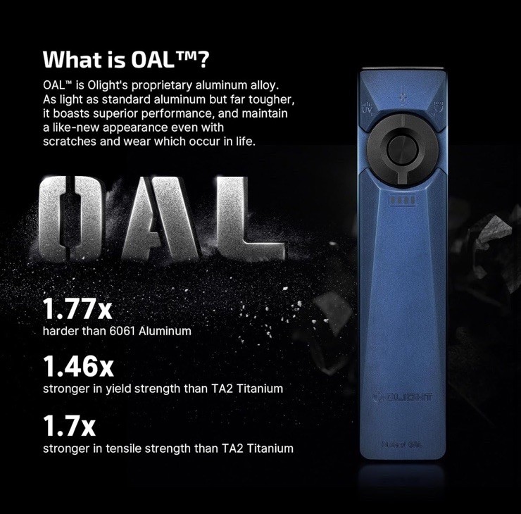 Olight Arkfeld Ultra Navy Blue NW EDC Flashlight with LED Light, UV and Laser