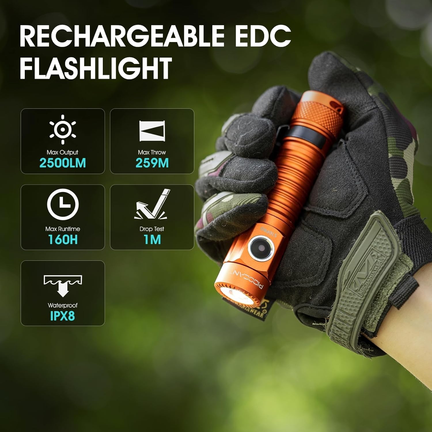 Weatherproof Tactical Flashlight – 2500 Lumen Mini Light for Outdoor Adventures