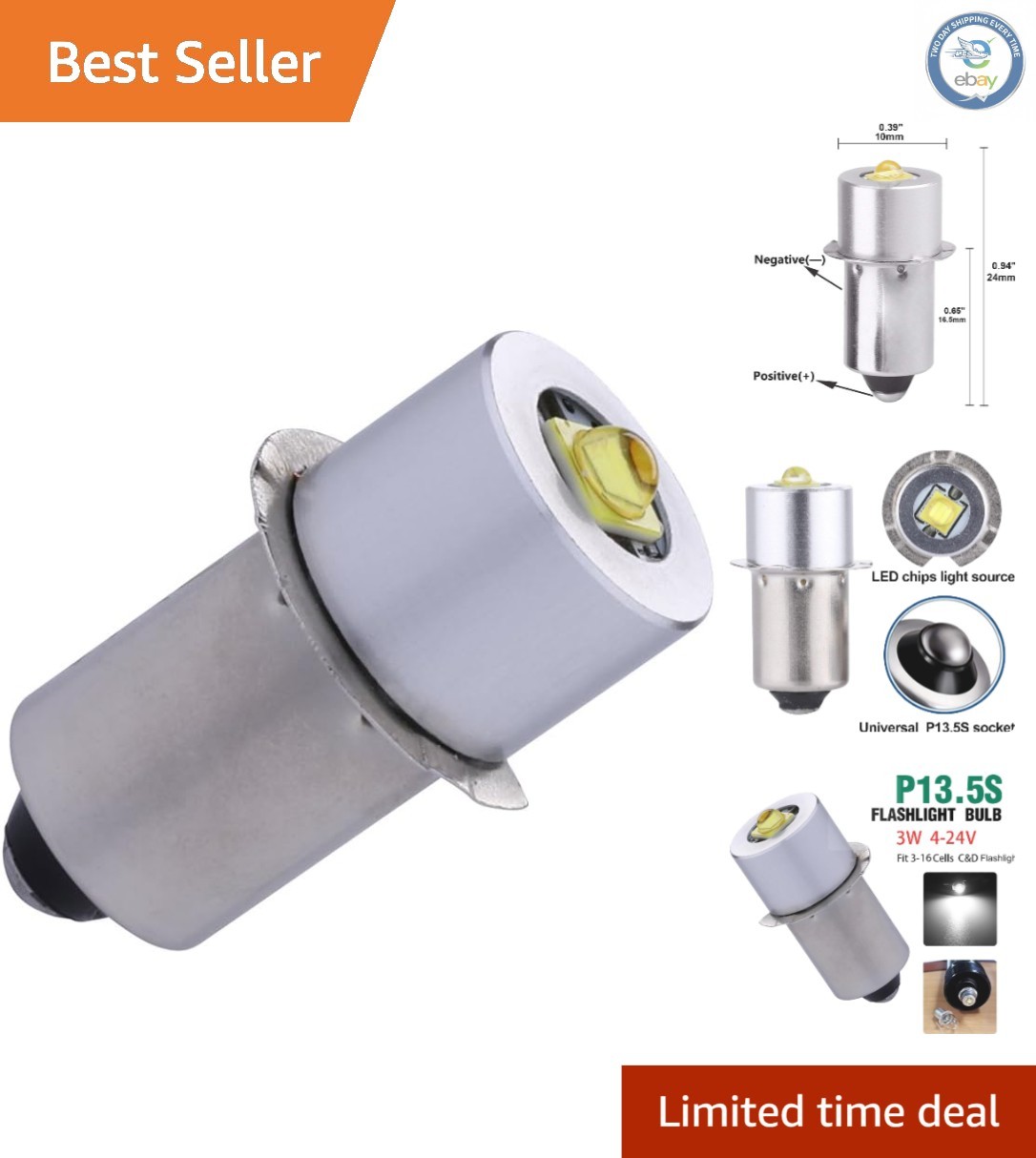 Ultra-Bright 3W Maglight LED Replacement Bulb – Indoor/Outdoor Use, 110° Beam