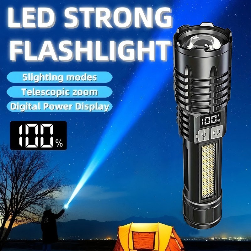 1PC Super Bright LED Flashlight Rechargeable Tactical LED Work Light 99000 Lumen