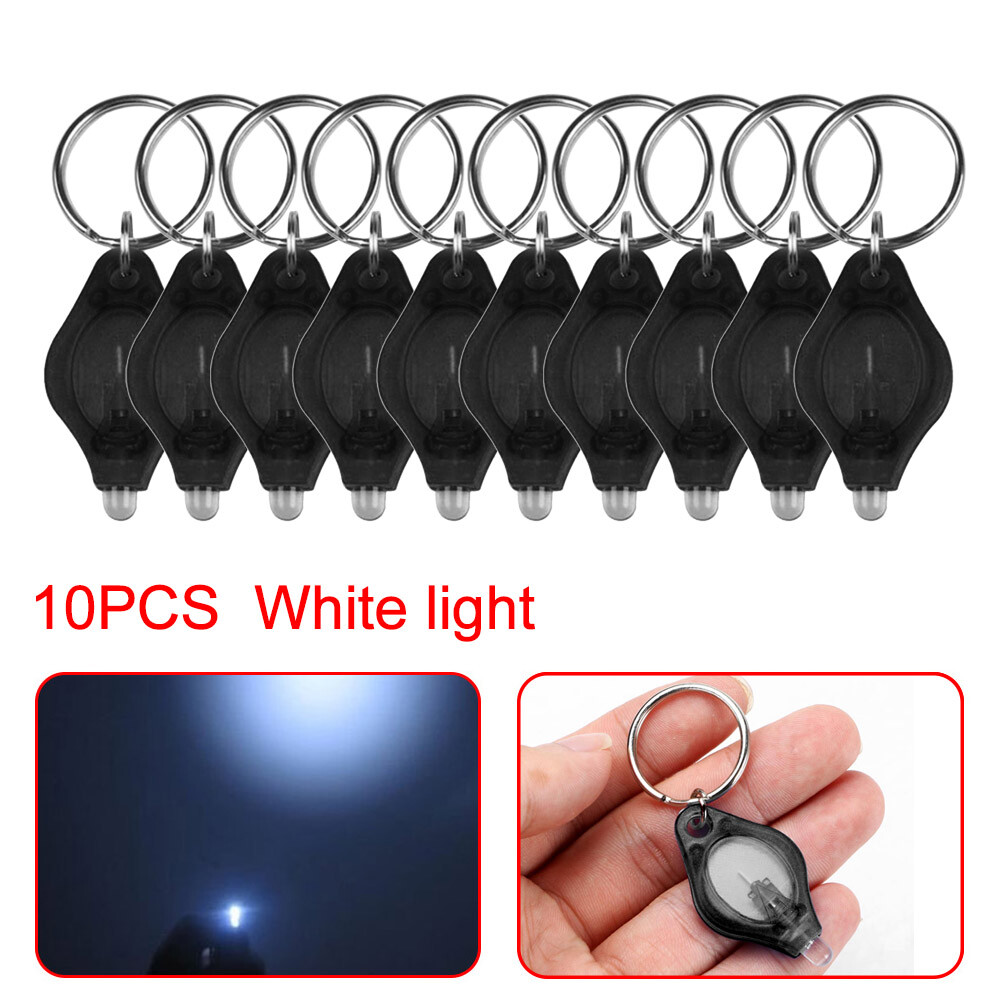 10/20 PCS Mini LED Keychain Flashlight Key Ring Light Bright Torch Lamp Torch