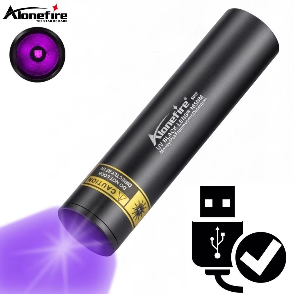 UV Flashlight USB Rechargeable Ultraviolet Torch Pet Urine Scorpion Detection Bl