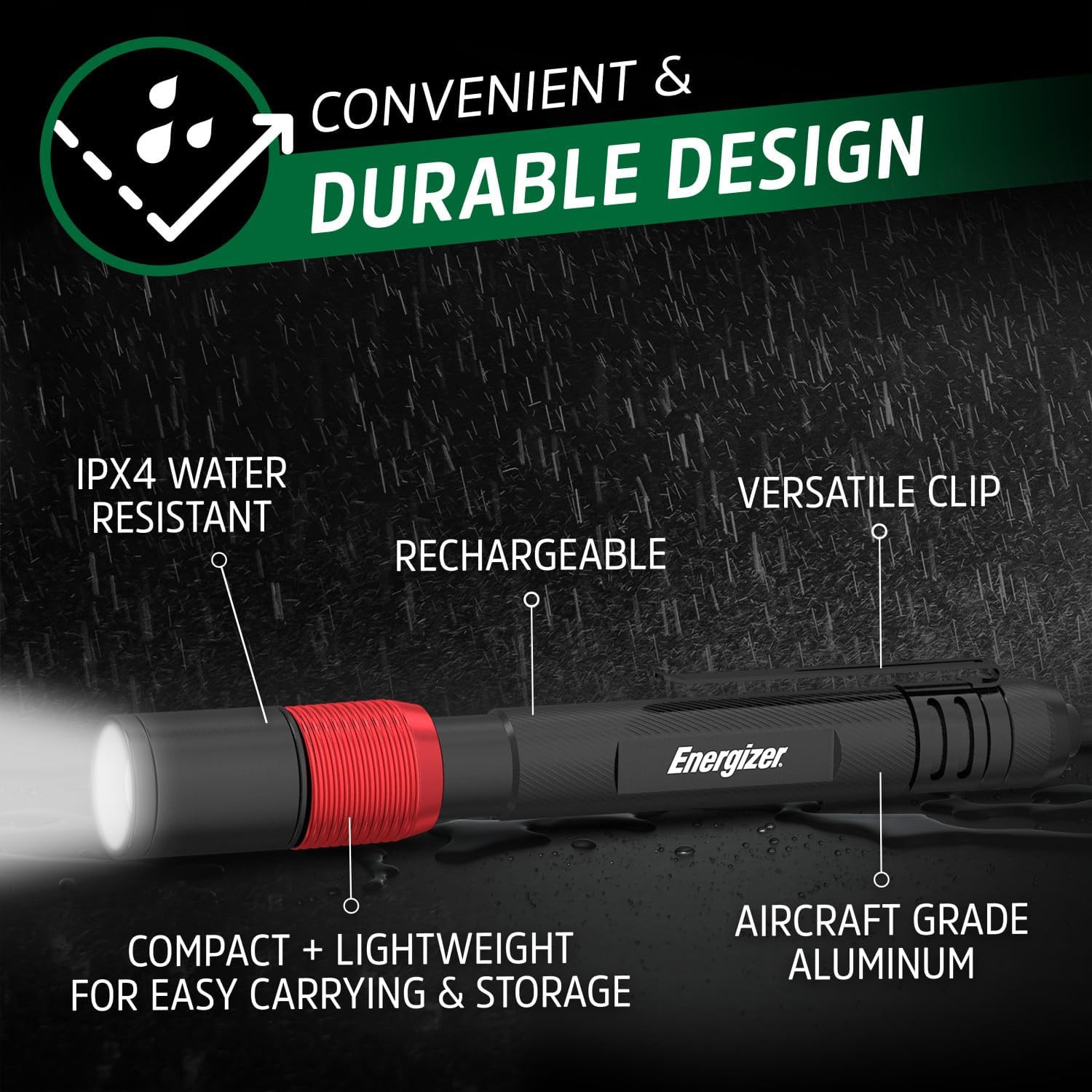 X-400 Pen Light Flashlight Rechargeable, Bright Penlight IPX4 Water-Resistant, L