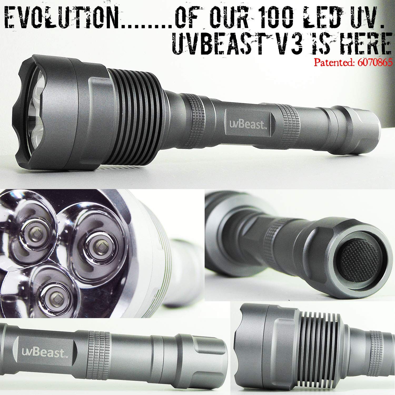 V3 385395nm Black Light UV Flashlight High Power Upgraded Triple Broad Band …