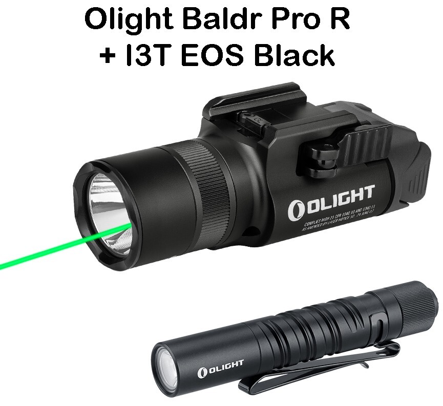 Olight Baldr Pro R Rechargeable Light w/LED & Green Laser & I3T EOS Flashlight