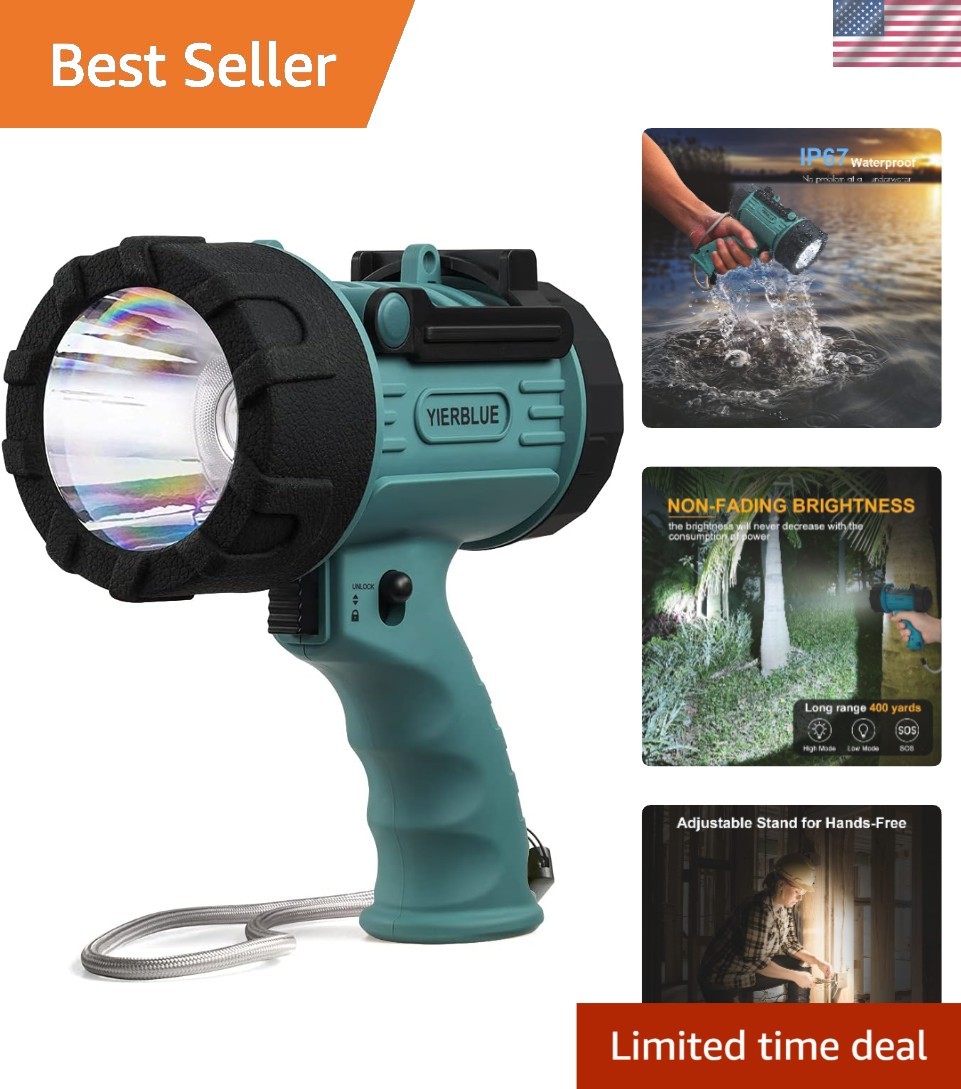 Powerful Waterproof Spotlight with Fast USB-C Charging – 90,000 Lumens