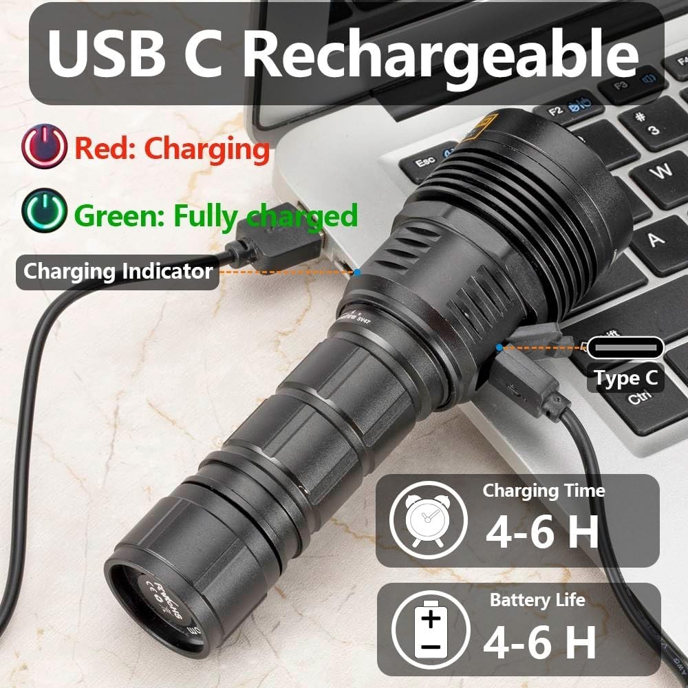 Alonefire SV47 12W 365Nm UV Flashlight USB Rechargeable Long Range Ultraviolet B