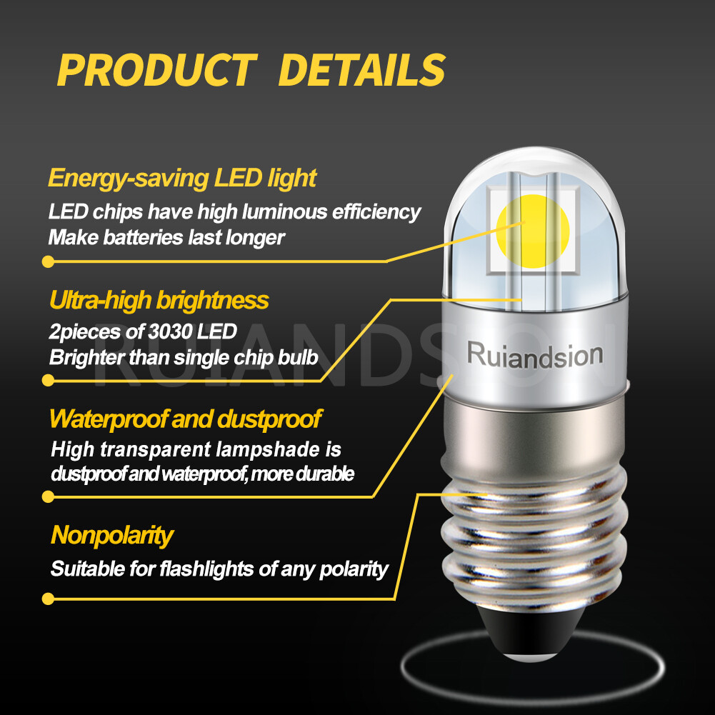 E10 Taschenlampe Glühbirne Arbeitsleuchte 3V 4.5V 6V 9V 12V 18V 24V 2Color