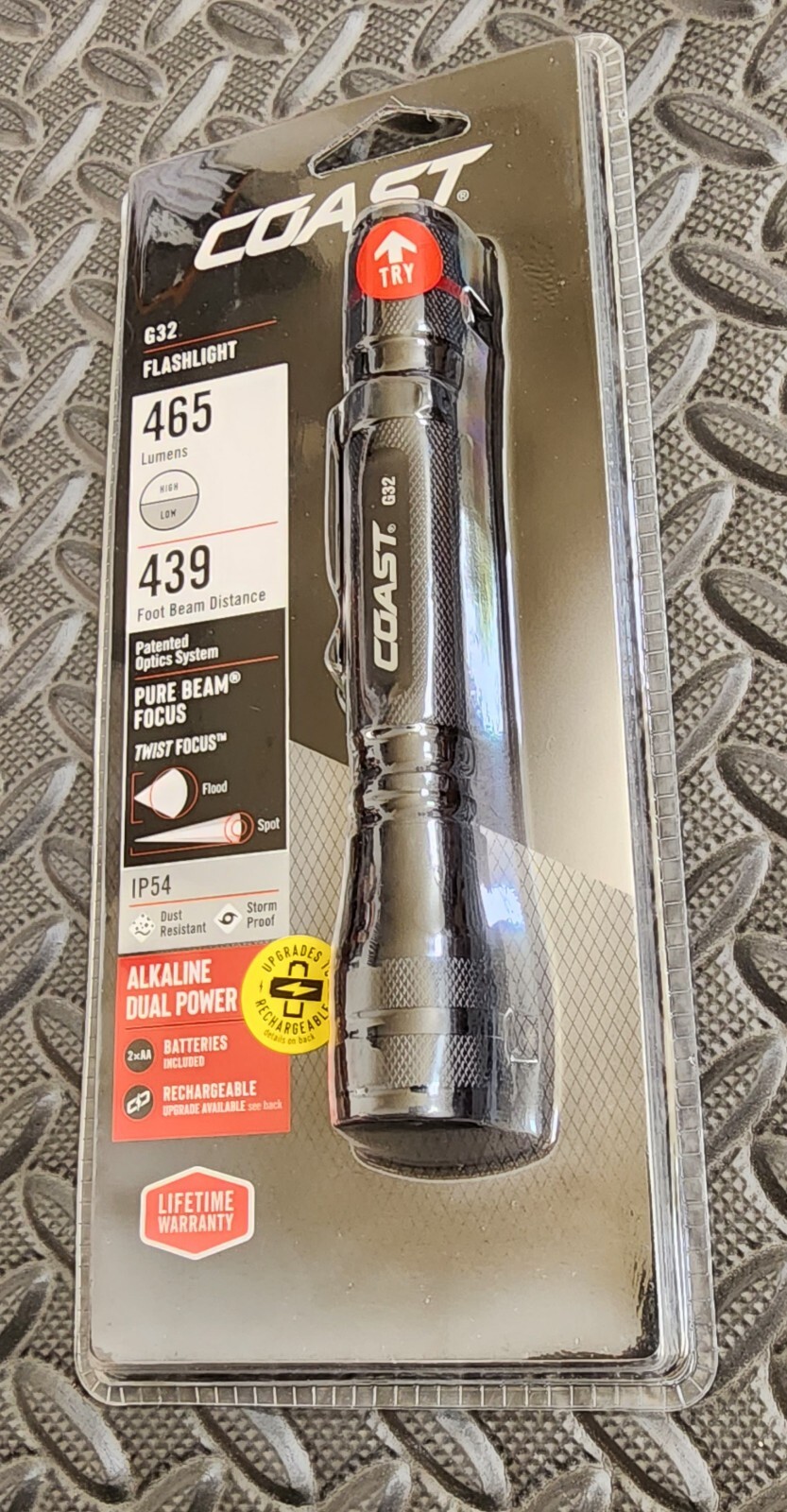 Coast G32 Flashlight with Pocket Clip – Batteries Included – Focusing Beam