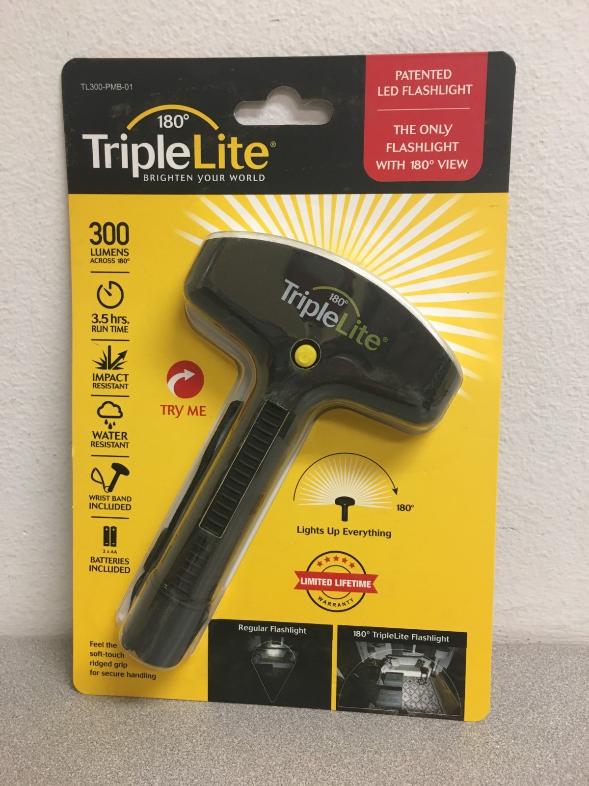 TripleLite180 Degree Mini 300 lm Black LED Flashlight AA Battery TL300-PMB-01
