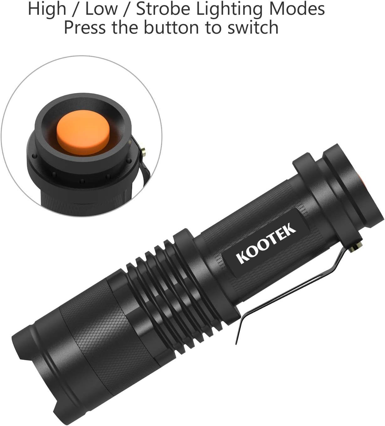Kootek Mini LED Flashlights Pocket Pen 3.75 Inch L x 1 W, Black