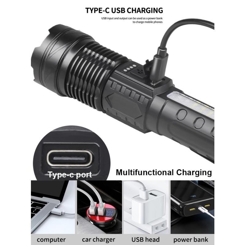 1000000 Lumens Super Bright LED Tactical Flashlight Rechargeable LED Work Lights