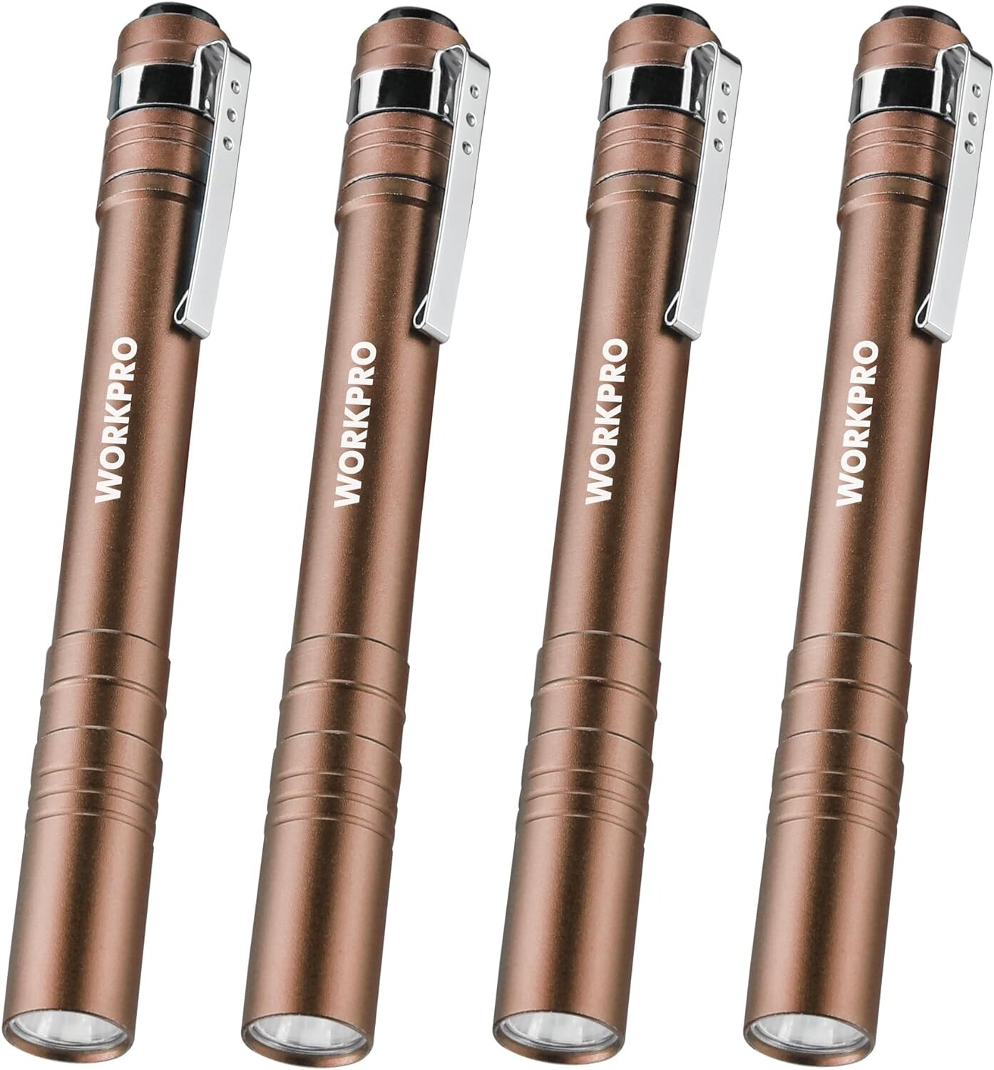 WORKPRO LED Pen Light, Aluminum Pen Flashlights 4-Pack 8AAA Batteries Include