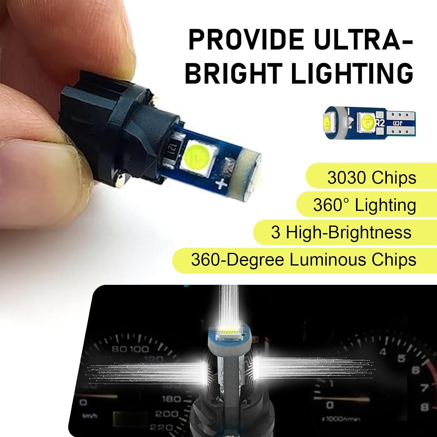 White T5 74 LED Bulb Dash Lights PC74 PC 37 Twist Soc LED Car Lights