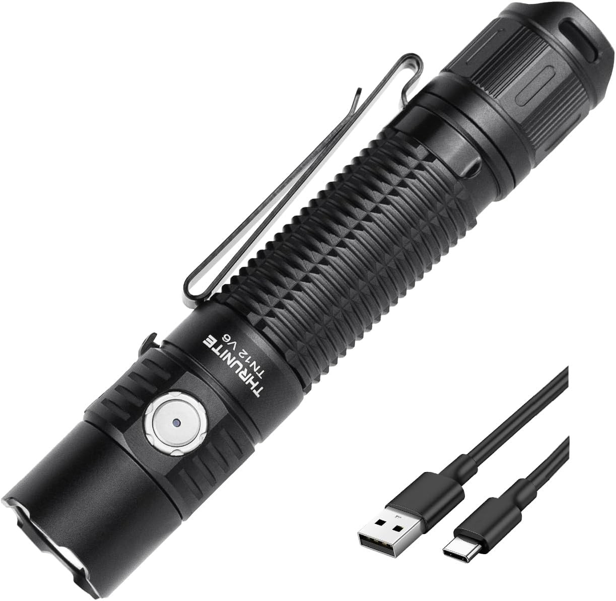 TN12 V6 Rechargeable Tactical Flashlight, True 1950 Lumens 259M Throw, EDC Pocke